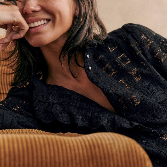 Sezane Black Lace Blouse - Picture 4 of 11